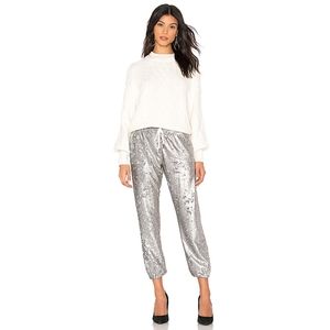 David Lerner - silver metallic sequin joggers